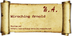 Wirsching Arnold névjegykártya